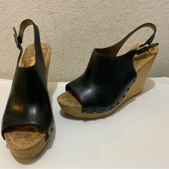 Sam Edelman Camilla Wedge Black Sandals size 10 - Picture 3 of 10